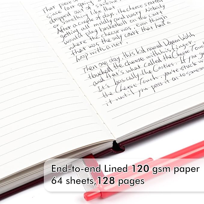 feela 24 Pack Journal Notebook for Work, Business Notebook Bulk Hardcover Lined Writing Journal with Pen Holder for Men Women Note Taking, with 24 Black Pens, 120 GSM, 5.1”x8.3”, A5, Wine