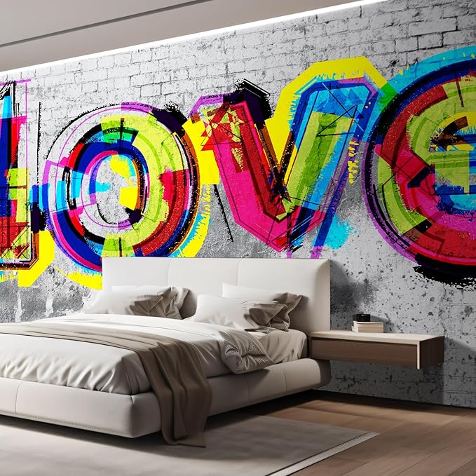 wall26 Wall Sticker/Wall Mural Colorful Graffiti, Not Peel and Stick, Non-Woven Wallpaper Decorative for Bedroom, Living Room,Office - 132x144 inches