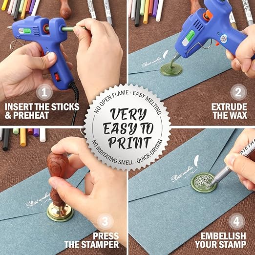 Zinc Blue Sealing Wax Sticks, WASOHLING 20Pcs Glue Gun Wax Seal Sticks for Wax Seal Stamp, Blue Wax Seals for Christmas Wedding Invitation Envelope Letter Seals, Craft Adhesive (Mini Size)