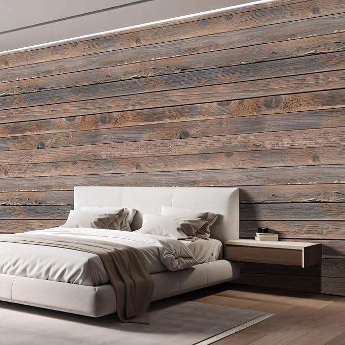 wall26 Wall Sticker/Wall Mural Horizontal Brown Vintage and Retro Wood Textured, Not Peel and Stick, Non-Woven Wallpaper Decorative for Bedroom, Living Room, Office - 120x144 inches
