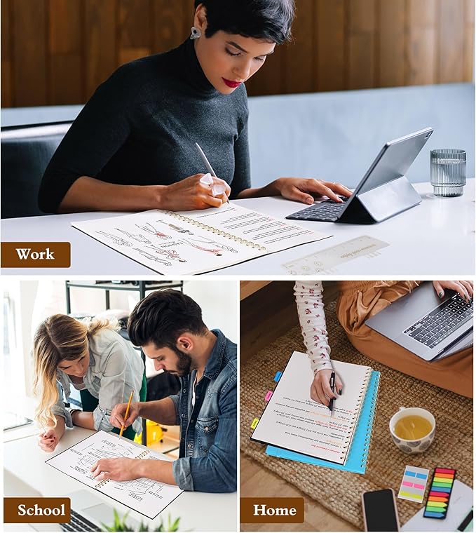 Dotted Notebook, Spiral Notebook Journal 8.5” x 11”, A4 Large Dot Grid Notebooks for Women Men, 100 GSM Dotted Paper, Plastic Hardcover Spiral Bullet Journals for Work School Sketching, Black