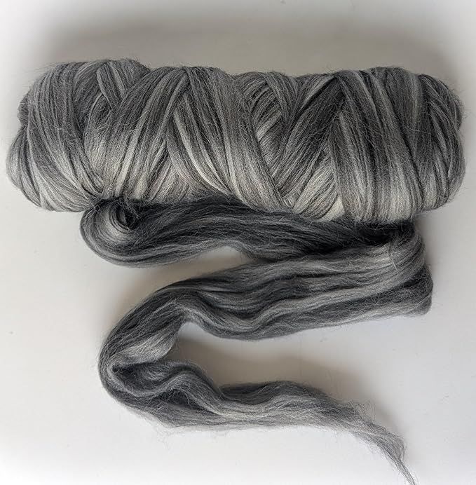 Multi Colored Natural Wool roving 1 lb. Best Wool for Needle Felting, Wet Felting, handcrafts and Spinning. (Midnight black1lb)
