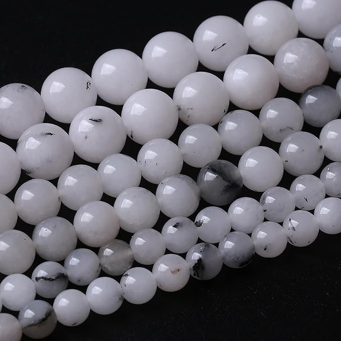 32PCS 12MM Black Rutilated Quartz Stone Beads Energy Healing Beads for DIY Jewelry Bracelet Necklace Making for Jewelry Making 15Inch