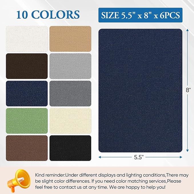 Canvas Patch 5.5 x 8 Inches 6Pcs Self-Adhesive Waterproof Canvas Patch Kit for Repairing Tents,Sofas,Boat Covers,Camping Chair,Awnings,Car Seats.(Dark Blue)