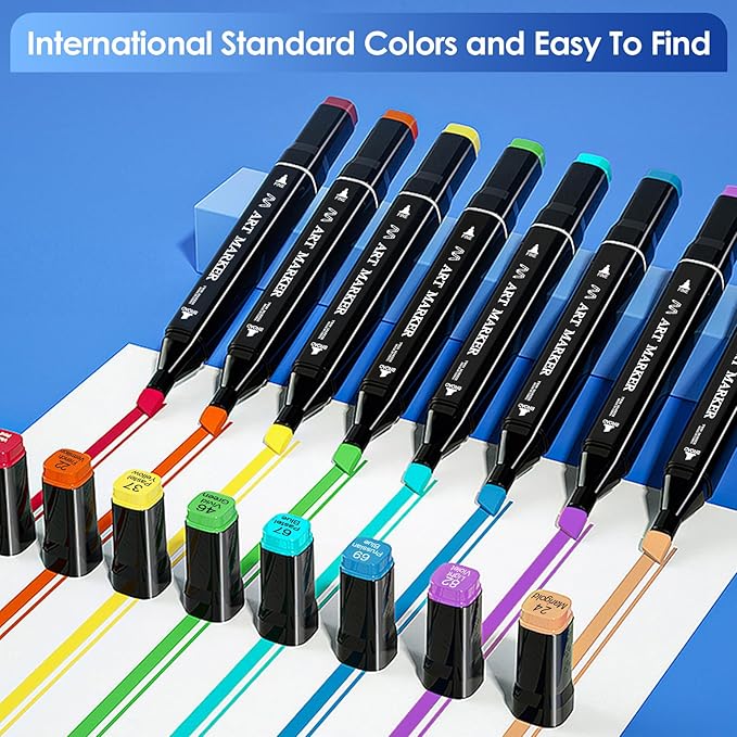 Banral Alcohol Markers Set, 100 Colors Dual Tip Alcohol Based Art Marker for Artists, Permanent Drawing Pens for Adult Coloring Sketching Illustration with Case and Holders