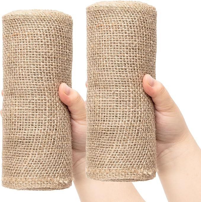 8 Inch Natural Burlap Fabric Roll 10 Yards, Jute Ribbon for DIY Gift Wrapping, Craft Projects, Wedding, Christmas, Home Decoration (20 cm, 8 in)