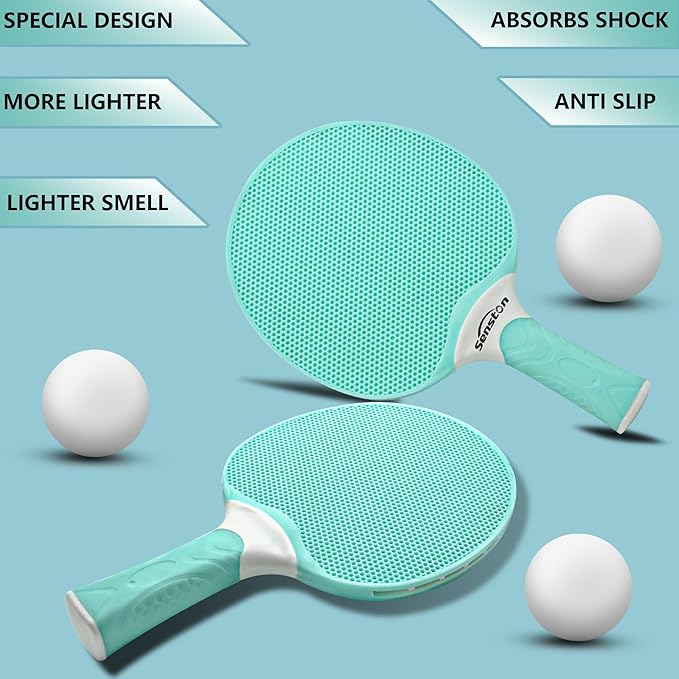Senston Table Tennis Rackets Set,Professional Ping Pong Paddle Set for 4 Players, Composite Rubber Table Tennis Paddles, Indoor or Outdoor Games.