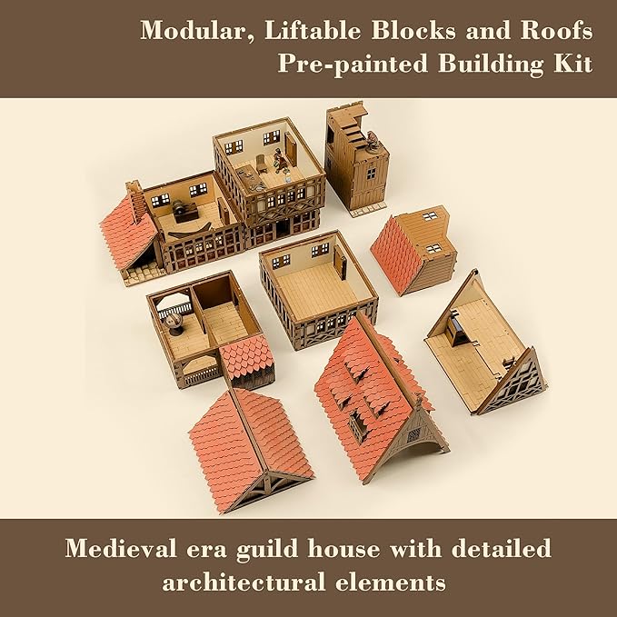 Guild Hall - DIY Wooden House Building Kit for Architecture & Engineering Assembly Set for Teens and Adult, Tabletop Games, Makes a Great Gift for who Like Creative Play - Realistic