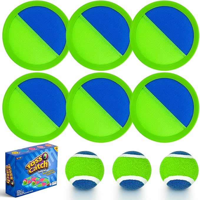 Ayeboovi Toss and Catch Ball Game Outdoor Beach Pool Toys for Kids Games 6 Paddle 3 Balls Pool Beach Lawn Yard Games 3 4 5 6 7 8+ Year Old Toddler Boys Girls Birthday Gift