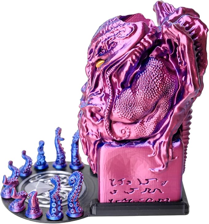 3D BEST Q Cthulhu DND D&D Dice Tower，3D Printed Compatible with Dungeons and Dragons, 28mm Miniature Wargaming, Tabletop RPGs, Wargame Scenery, Endless Deep Sea Series (Purple&Blue)
