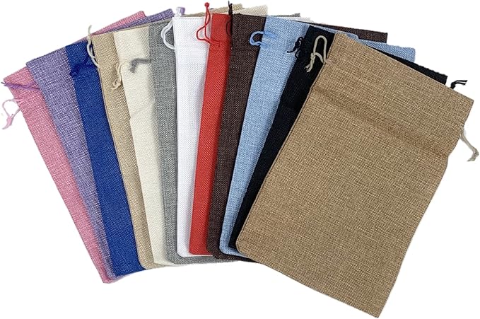 Palmhomee Pack of 12 Burlap Gift Bags with Drawstring Linen Jewelry Pouches Wedding Hessian Jute Bags for Birthday Jewelry and Treat Pouches Party Wedding Favors Gift Art and DIY Craft (8x12 Inch,