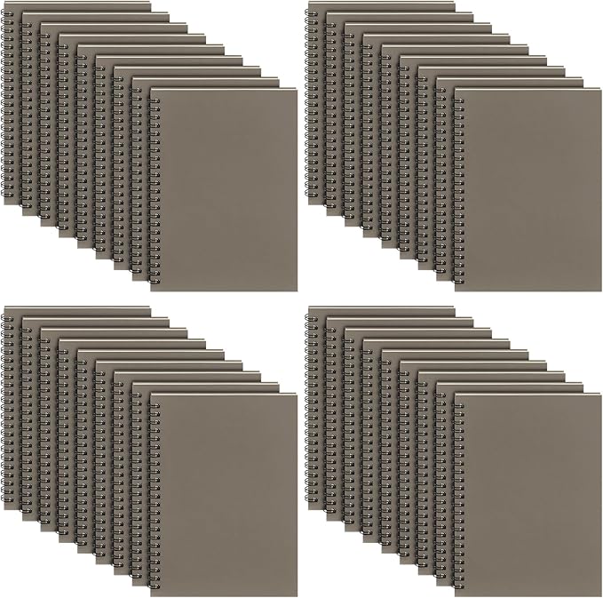Yahenda 36 Pcs Spiral Notebook Bulk A5 Journal Lined 8.3'' x 5.5'' Writing Composition Paper Small Notepad Subject Notebook for Students Office Business Back to School Supplies (Dark Gray)