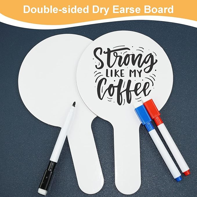 33Pcs Dry Erase Answer Paddles with Markers Thickened Handheld Double Sided Paddles Mini White Boards Small Dry Erase Signs Auction Paddles for Students Classroom Bidding Voting Games