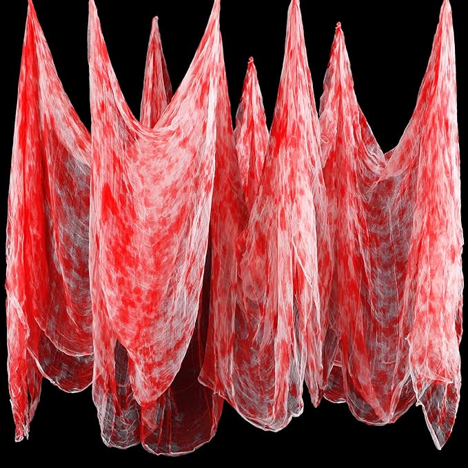 Boao Halloween Cheese cloth 85 x 197 Inch Bloody Cheesecloth Roll for Crafts Large Cotton Muslin Gauze Fabric for Halloween Outdoor & Indoor Spooky Decoration