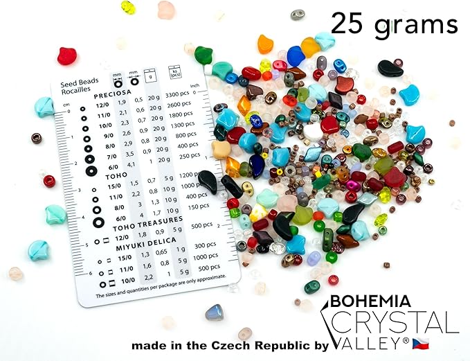 0.9oz (25g) of All MATUBO Glass Bead Mix (SuperDuo, MiniDuo, Ginko, Rulla, Nib-Bit, Paisley), 0.2-0.4inch (0.5-1cm),Mixed Colors