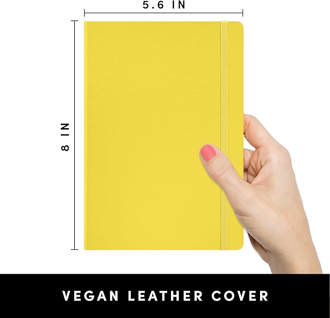 PAPERAGE Lined Journal Notebook, 3 Pack, (Yellow), 160 Pages, Medium 5.6 in x 8 in - 100 GSM Thick Paper – Hardcover Journaling Notebook for Work, School & Note Taking