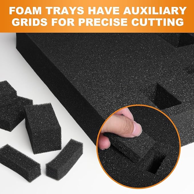 Eunice 4Pcs 16 x 12 x 0.4 Inch Polyurethane Foam Sheets & 4Pcs 16 x 12 x 0.8 Inch Cuttable Foam Inserts for Cases, Packing Foam Pads for Tool Box, Camera Storage and Crafts