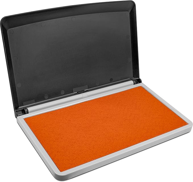 MaxMark Large Premium Orange Ink Stamp Pad - 3.5" x 6.25" - Quality Felt Pad
