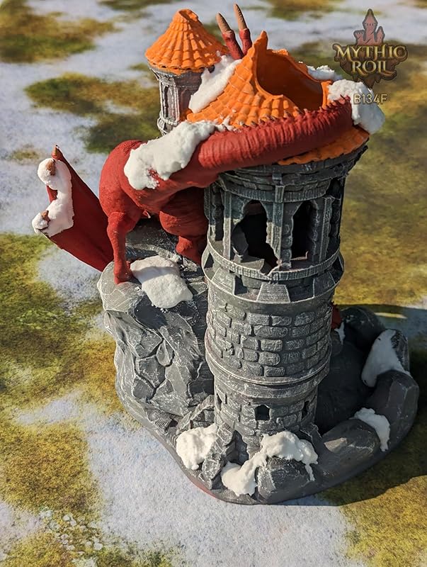 Dragon 3D Printed Dice Tower - Mythic Roll Collection - Unchained Games - Ascend to New Heights with your Rolls! (25.) Silk-Ice)