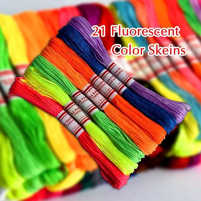 Embroidery Floss Rainbow Color 109 Skeins Per Pack Cross Stitch Threads Friendship Bracelets Floss Crafts Floss with 3 Weaved Plate（105 pcs Embroidery Floss +4 Metallic Embroidery Thread