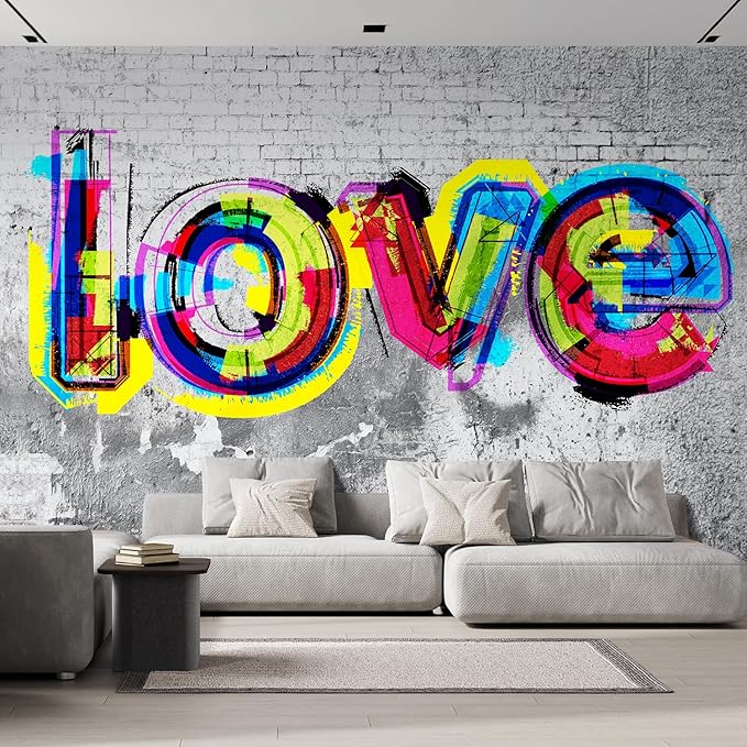 wall26 Wall Sticker/Wall Mural Colorful Graffiti, Not Peel and Stick, Non-Woven Wallpaper Decorative for Bedroom, Living Room,Office - 120x192 inches