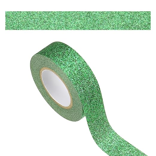 PATIKIL 1 Roll Glitter Paper Washi Tape, Washi Decorative Tape for Crafts, Green