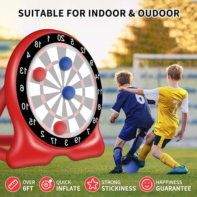 Giant Inflatable Dart Board, 6.5FT Outdoor Games for Adults & Family, Fun Backyard & Yard Game, Large Carnival Game, Giant Soccer Kick Golf Dartboard