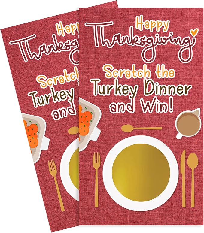 DISTINCTIVS Thanksgiving Party Game, 30 Player Scratch Off Cards, Friendsgiving Party Games