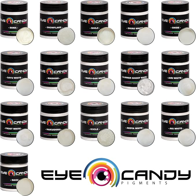 Eye Candy Pigments Premium White Mica Powder - Icicle (50gr) - for Epoxy, Resin, Soap, Paint, Woodworking, Acrylic Pouring, Bath Bombs, Fishing Lures - DIY Arts and Crafts Additive