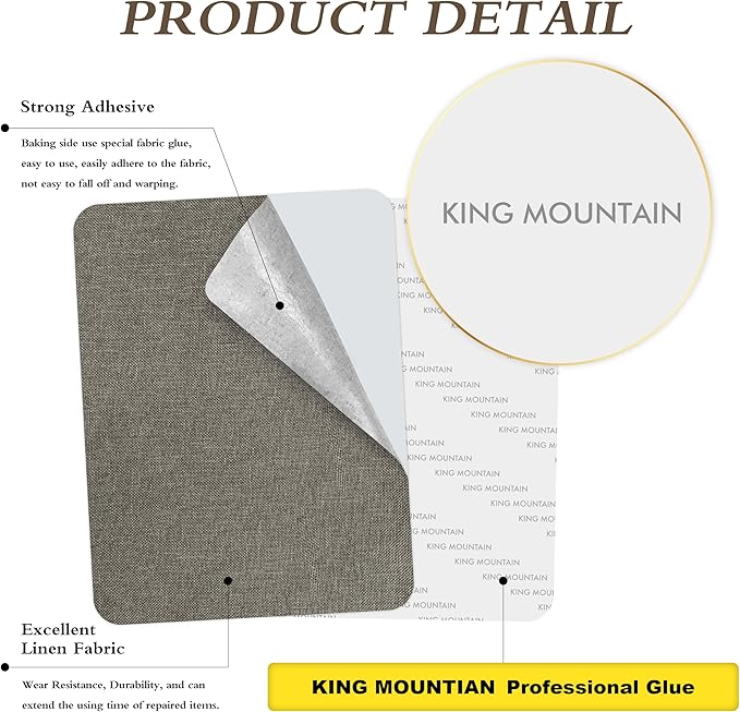Fine Linen Repair Patches, Self-Adhesive Linen Fabric Patches, 8X11 inch Extra Size, Multi Color, Can be Used for Linen Sofa Repair and Linen Clothes Repair(8" x 11",Cream-Gray)