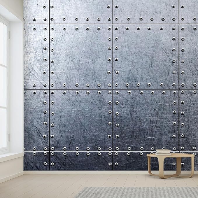 wall26 Wall Sticker/Wall Mural Metal Background, Not Peel and Stick, Non-Woven Wallpaper Decorative for Bedroom, Living Room, Office - 120x144 inches