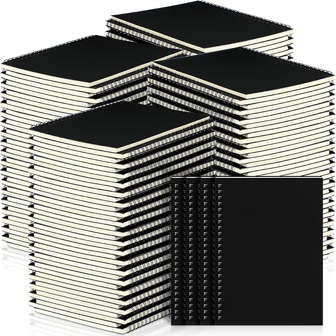 Yahenda 72 Pcs Spiral Notebook Bulk A5 Journal Lined 8.3'' x 5.5'' Writing Composition Paper Small Notepad Subject Notebook for Students Office Business Back to School Supplies (Black)