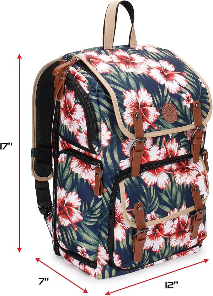 ENHANCE Designer Edition TCG Backpack - MTG Deck Bag Card Binder Space, TCG Deck Box Storage, MTG Playmat Holder - Card Storage Compatible with Magic the Gathering, Pokemon, Lorcana (Canvas Tropical)