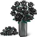 Black Roses Bouquet Building Set, 634Pcs Artificial Rose with 3 Blooming Stages, DIY Floral Home Office Decor for Adults & Kids Ages 6+, Gift for Birthday Valentine's Day Halloween Christmas