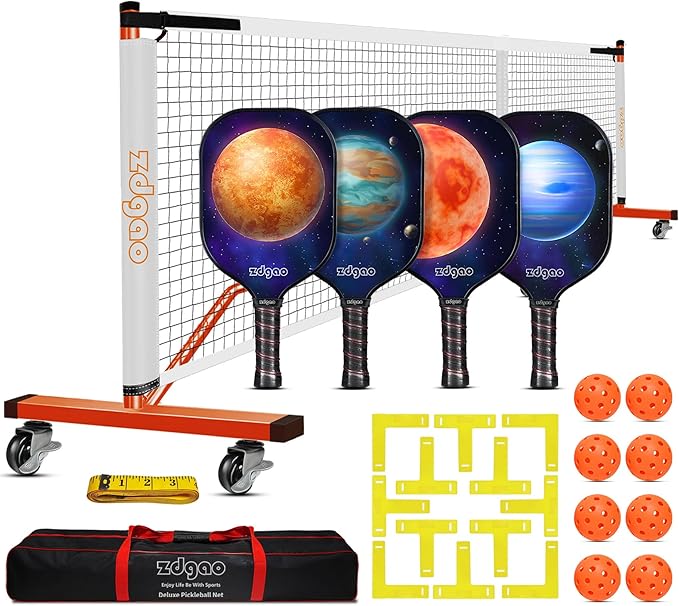 Zdgao Pickleball Set with Net for Driveway, 22 FT Regulation Size Pickle Ball Net Set with Pickleballs, Court Markers and Carry Bag, Steady Metal Frame for Outdoor, Indoor Court