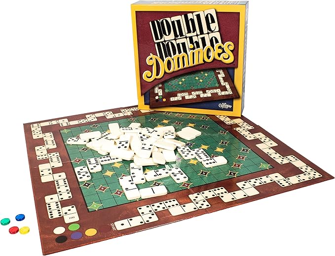 Calliope Games Double Double Dominoes - Mexican Train Domino Board Game With a Twist - Family Game For Game Night -2-4 Players