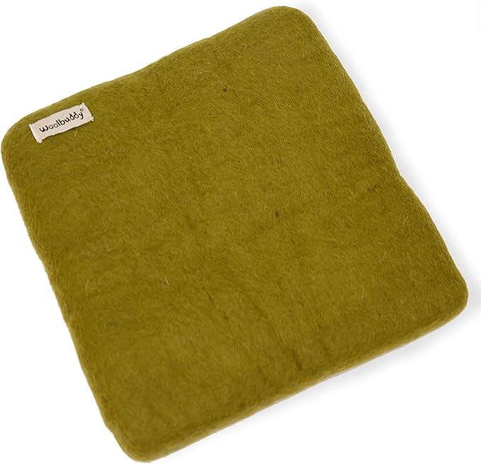 Woolbuddy Needle Felting Pad – Olive Wool Mat 10x10x1.5" – Foam Alternative Base for 3D, Wet, & Dry Felting Crafts