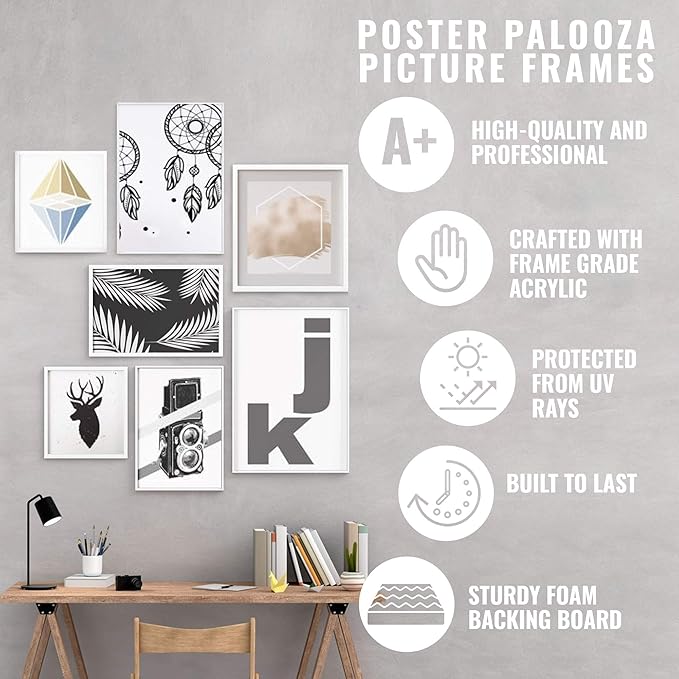 8x10 Mat Bevel Cut for 5x8 Photos - Acid Free Charcoal Grey Precut Matboard - For Pictures, Photos, Framing - 4-ply Thickness