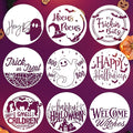 Halloween Stencils for Painting on Wood 12inch Round Halloween Stencil Hocus Pocus Ghost Templates for Wood Fabrics Door Wreath DIY Crafts Decor