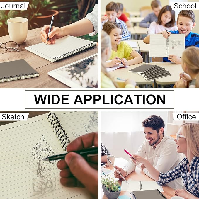 Yahenda 36 Pcs Spiral Notebook Bulk A5 Journal Lined 8.3'' x 5.5'' Writing Composition Paper Small Notepad Subject Notebook for Students Office Business Back to School Supplies (Dark Gray)