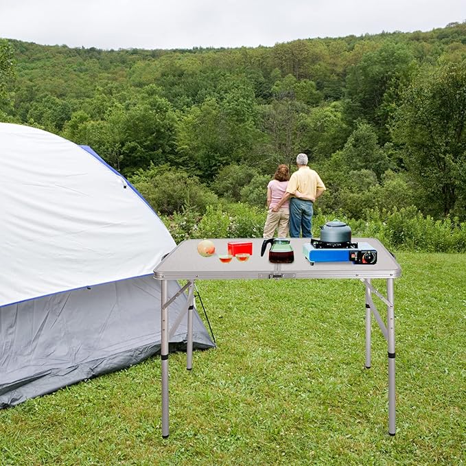 RedSwing Aluminum Folding Table 3 Feet Adjustable Height, Lightweight and Portable Camping Table, 36x24 Inches