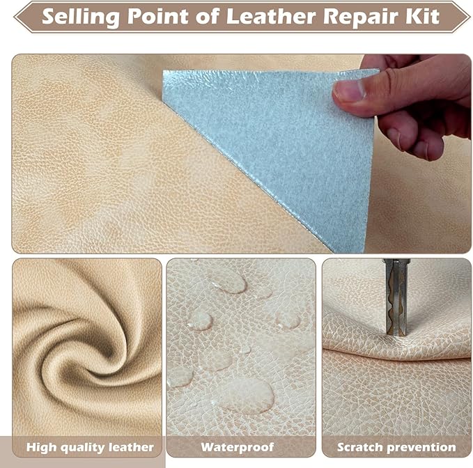 Leather Repair Tape, 23.6x79 inch Leather Patches for Furniture, Self Adhesive Leather Repair Patch for Sofas, Couches, Leather Covers, Seats, Chairs, Vinyl Repair Tape Retro Dark Brown
