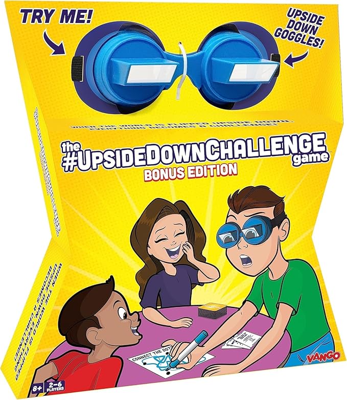 Vango The UpsideDownChallenge Game for Family & Kids - Fun Challenges with Upside Down Goggles - Hilarious for Game Night & Parties - 2-6 Players, Ages 8+ (Bonus Edition)
