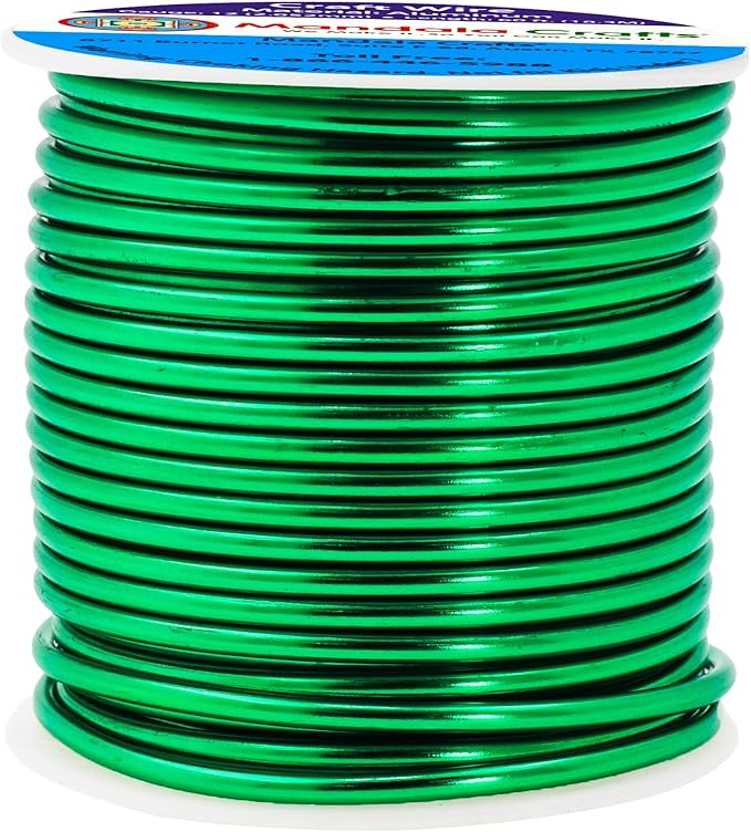 Mandala Crafts 12 Gauge Anodized Aluminum Craft Wire for Jewelry Making - 60 FT Colored Flexible Kelly Green Wire - Bendable for Bonsai Armature Crafting Sculpting
