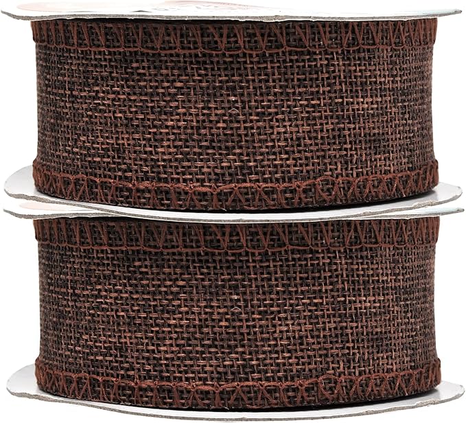 Mandala Crafts Brown Burlap Ribbon 1.5 Inches Wide Jute Ribbons for Crafts - 20 Yds Roll Rustic Burlap Wrap Trim Ribbons for Wreaths Bows Wedding Party Decoration