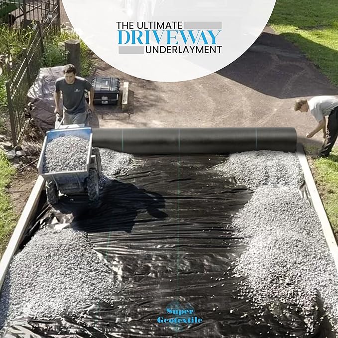 Woven Geotextile Fabric for Driveway and Road Stabilization, Construction Underlayment, Erosion Control, Commercial Grade 50 Year for Gravel Roads and Pavers (4x100)