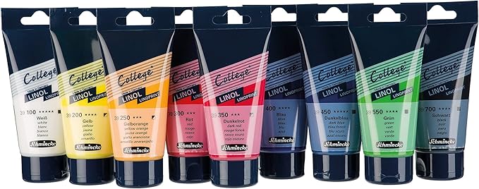 Schmincke - College Linol, Artists' lino Printing Inks, Green in 75 ml Tube, 39550013, Low-Odour Water-Based lino Printing Ink, lightfast, Even Print