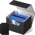Mlikero Card Deck Box, Commander Deck Box Holds 100+ Double-Sleeved Cards with 4 Dividers, Leather Magnetic Closure Card Box Fit for MTG, TCG (Black)