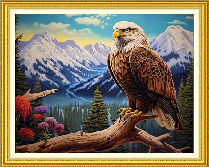 Artvxeay Stamped Cross Stitch Kits Beginners Full Range of Embroidery Starter Kits for Adults Printed Cross Stitching DIY Needlepoint Kit 11CT - (Eagle Scenery 16x20 inch)
