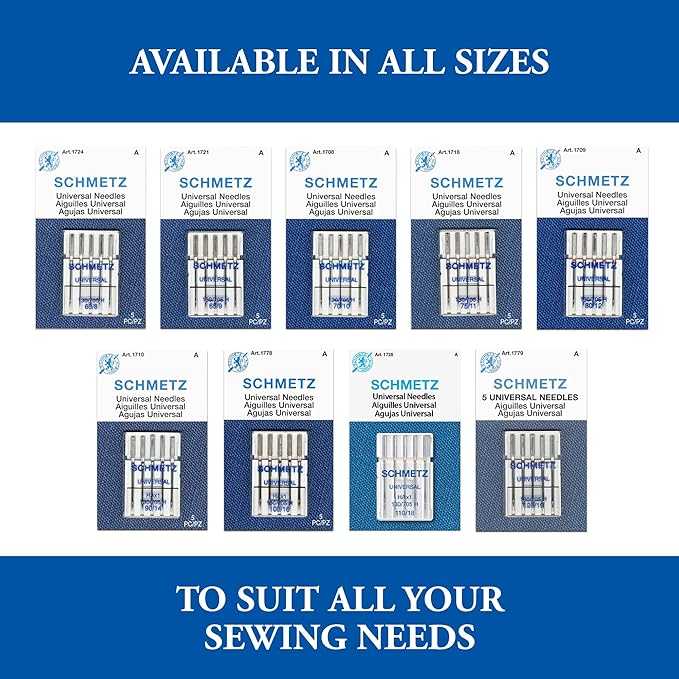 SCHMETZ Universal Sewing Machine Needles - Size 110/18, 5-Needle Cards, Pack of 1